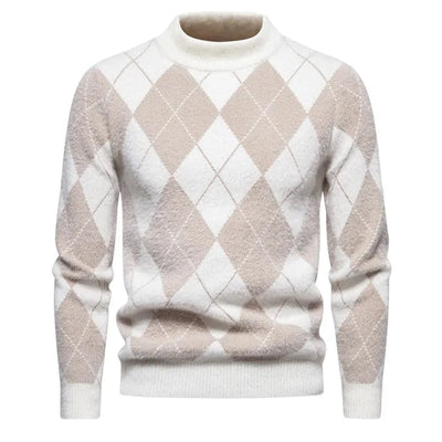 Elliot – Argyle Pattern Knitted Wool Jumper for Men