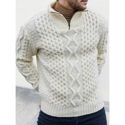 Logan – High Collar Cable Knit Quarter Zip Jumper Men