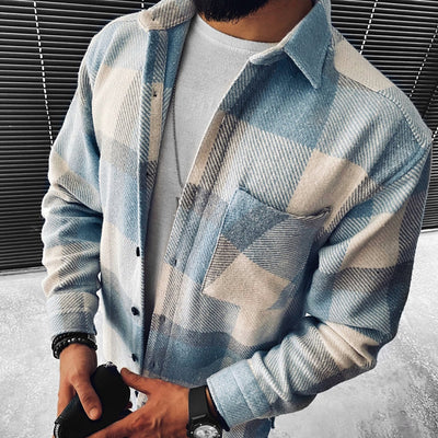 Callum – Button-Up Flannel Shirt with Breast Pocket Men
