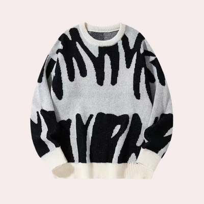 Kai - Oversized Knitted Jumper Abstract Pattern for Men