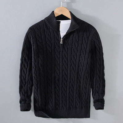 Jude –  Cable Knit Jumper with Quarter Zip Men