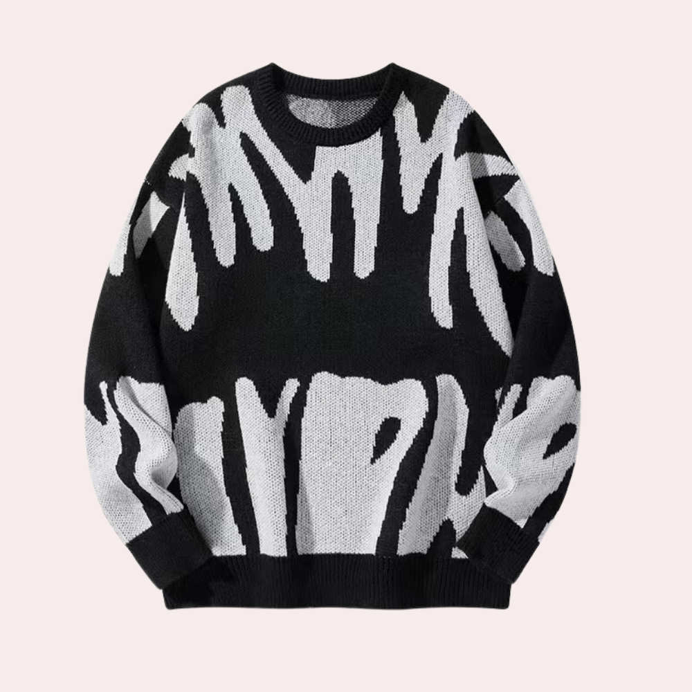 Kai - Oversized Knitted Jumper Abstract Pattern for Men
