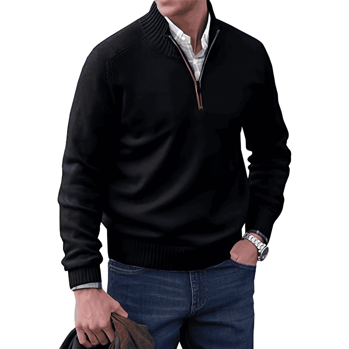 Logan – Quarter-Zip Pullover with High Collar for Men