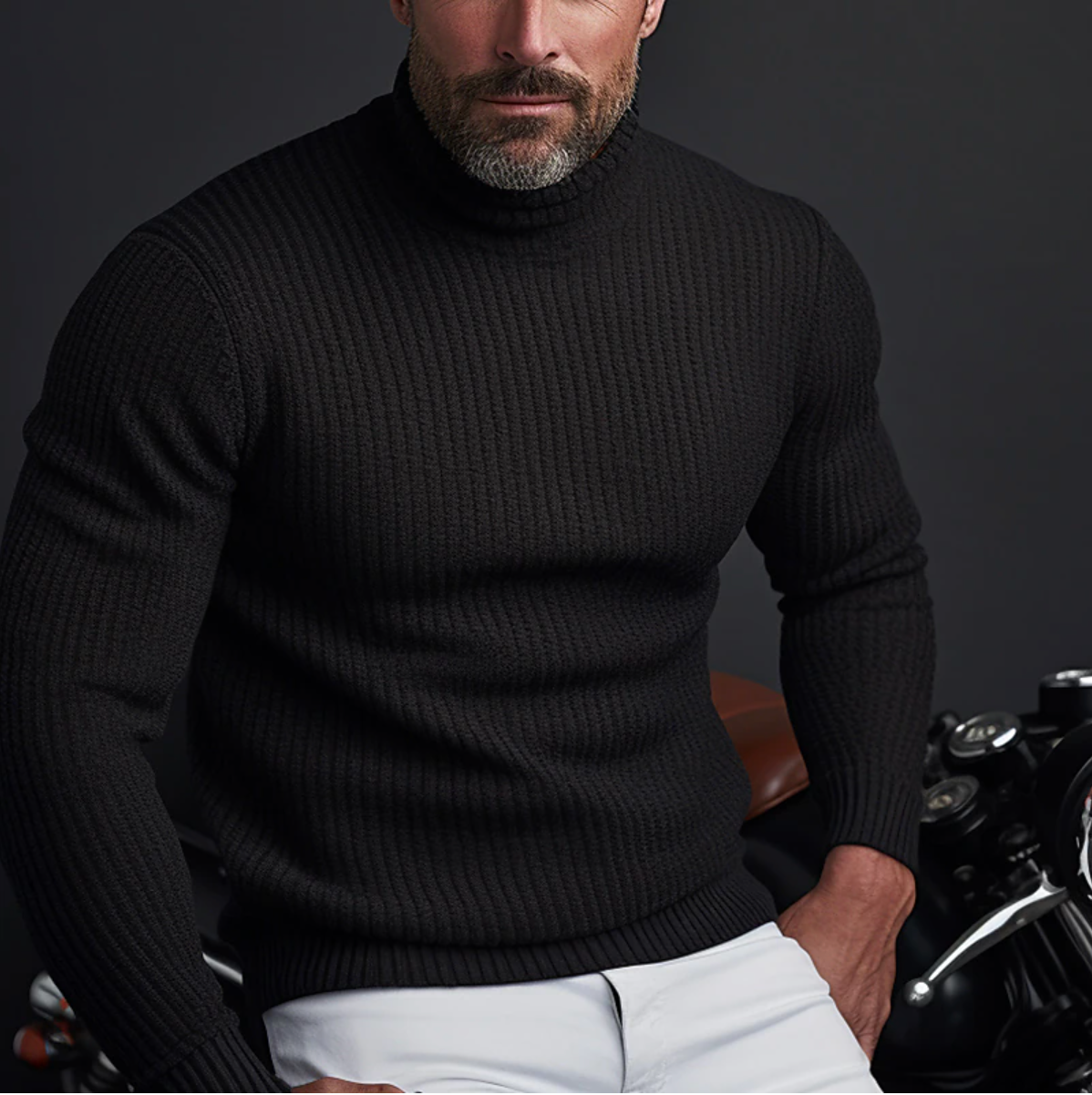 Jared – Slim Fit Turtleneck Jumper in Ribbed Knit Men