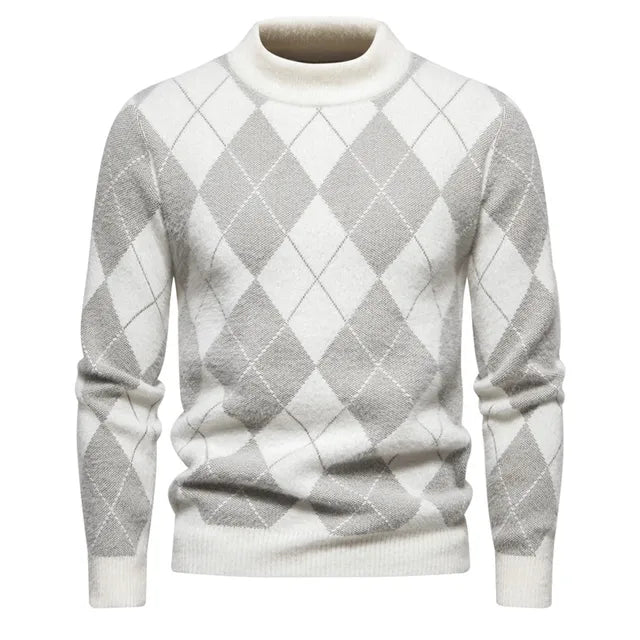 Elliot – Argyle Pattern Knitted Wool Jumper for Men