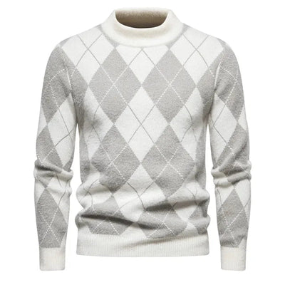 Elliot – Argyle Pattern Knitted Wool Jumper for Men