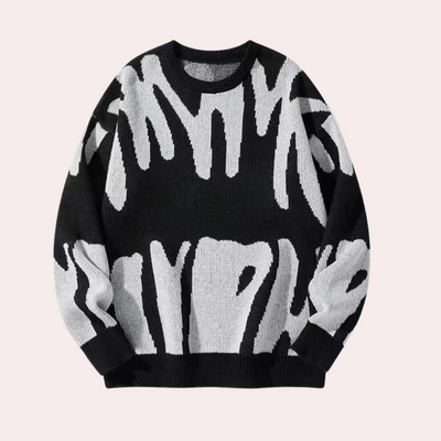 Kai - Oversized Knitted Jumper Abstract Pattern for Men