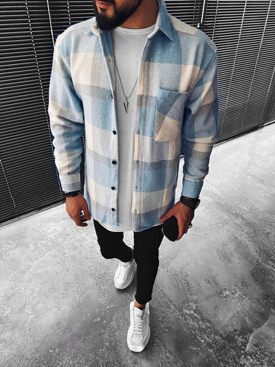 Callum – Button-Up Flannel Shirt with Breast Pocket Men