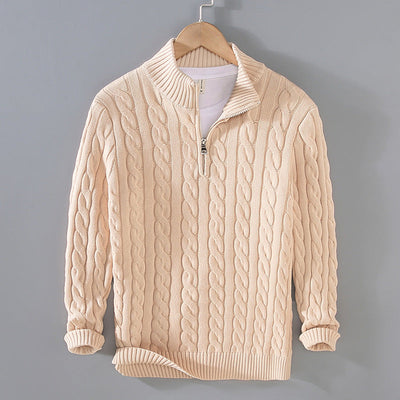 Jude –  Cable Knit Jumper with Quarter Zip Men