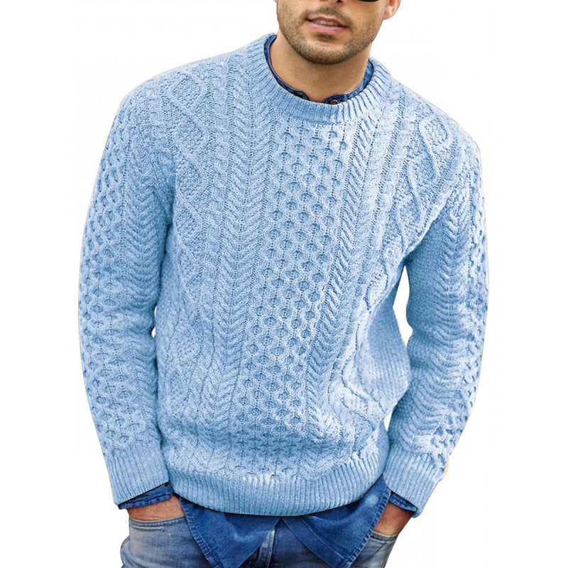 Ewan – Slim Cable Knit Jumper with Wool Blend for Men