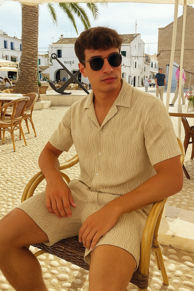 Herren Sommer Kurzarm Shirt und Shorts Set