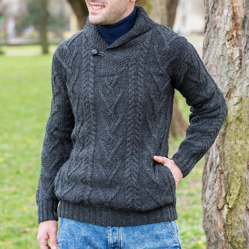 Cole – Relaxed Fit Cable Knit Cardigan Men