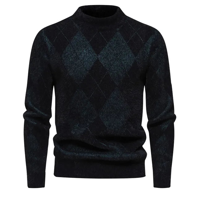 Elliot – Argyle Pattern Knitted Wool Jumper for Men
