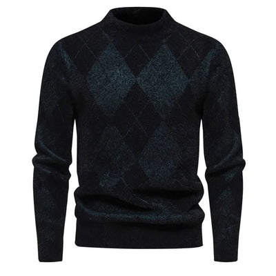 Elliot – Argyle Pattern Knitted Wool Jumper for Men