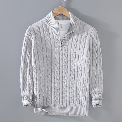 Jude –  Cable Knit Jumper with Quarter Zip Men