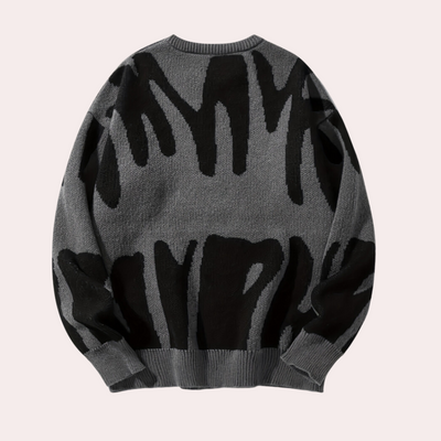 Kai - Oversized Knitted Jumper Abstract Pattern for Men