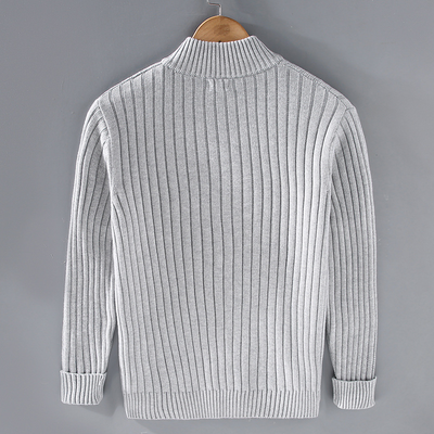 Nilo - Men’s Cardigan with Striped Texture and Zipper