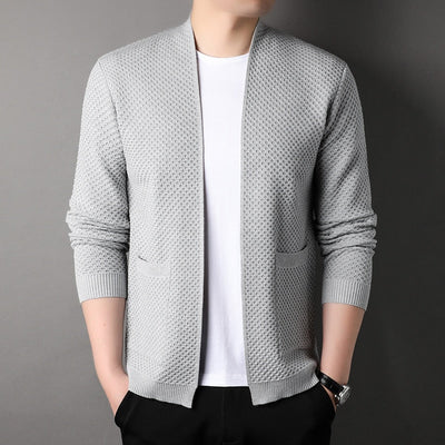 Ronnie - Textured Knit Open Cardigan with Pockets Men