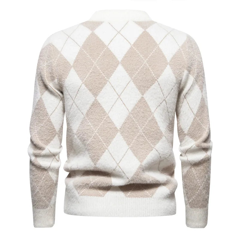 Elliot – Argyle Pattern Knitted Wool Jumper for Men