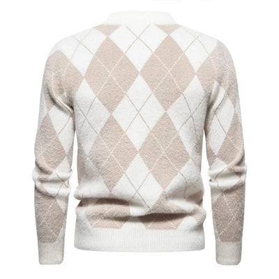 Elliot – Argyle Pattern Knitted Wool Jumper for Men