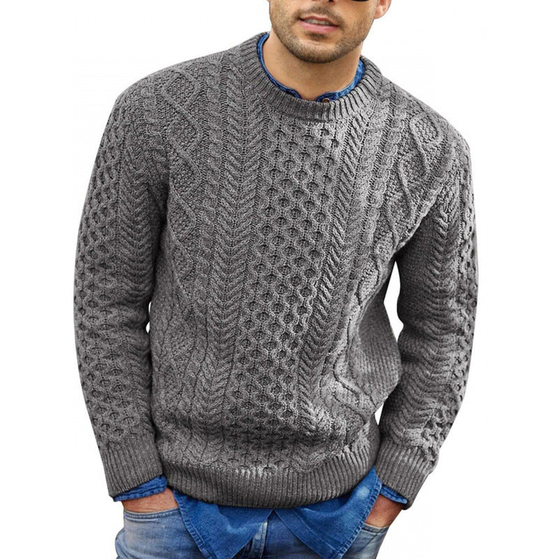 Ewan – Slim Cable Knit Jumper with Wool Blend for Men