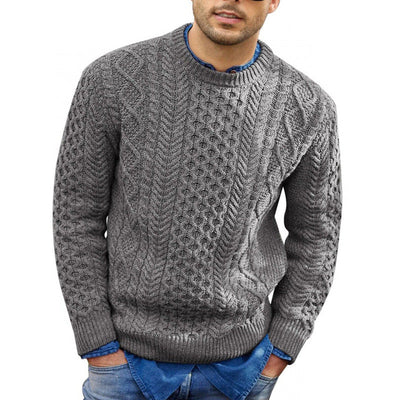 Ewan – Slim Cable Knit Jumper with Wool Blend for Men