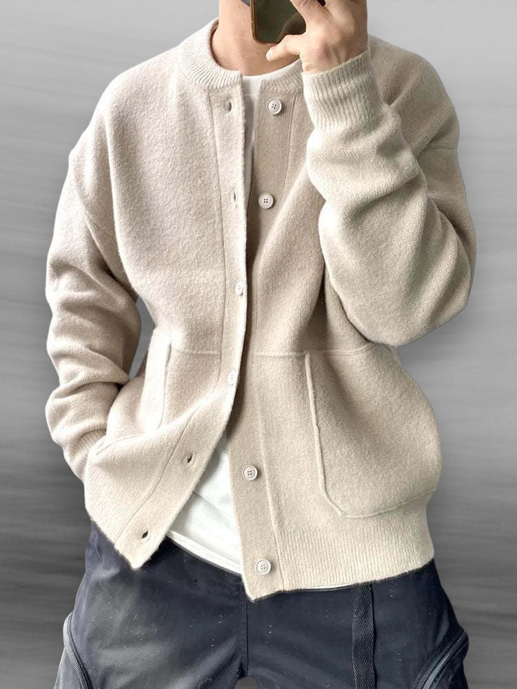 Louis – Knitted Button Down Cardigan with Side Pockets Men