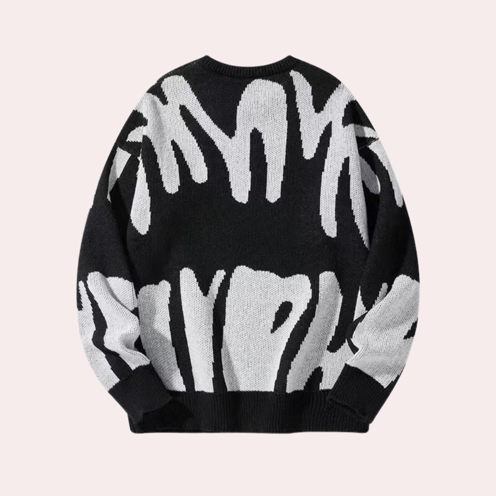 Kai - Oversized Knitted Jumper Abstract Pattern for Men