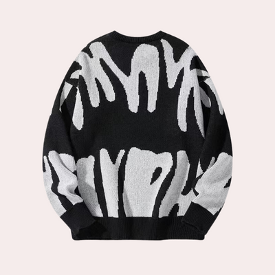 Kai - Oversized Knitted Jumper Abstract Pattern for Men