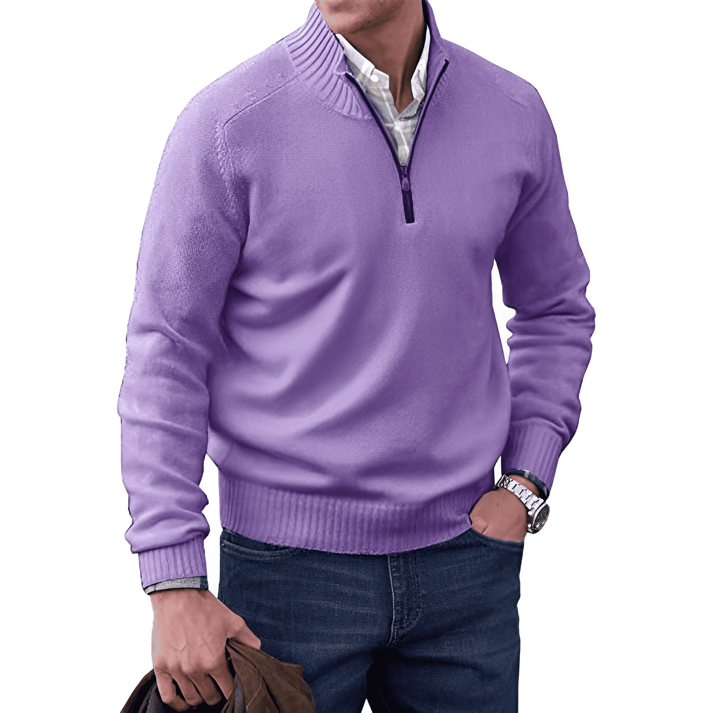 Logan – Quarter-Zip Pullover with High Collar for Men