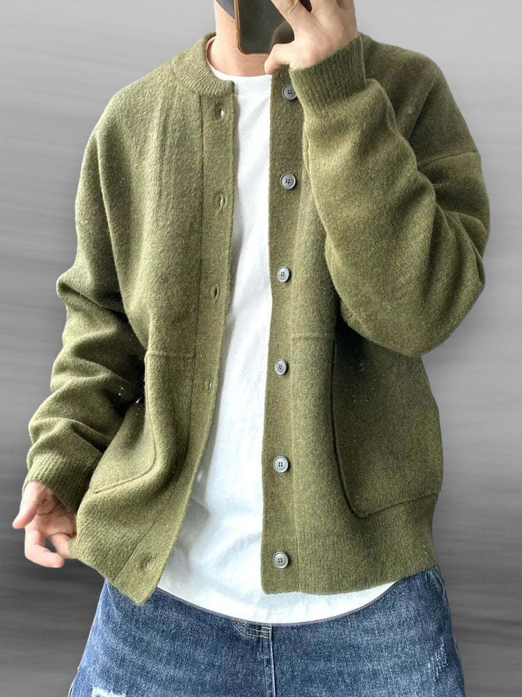 Louis – Knitted Button Down Cardigan with Side Pockets Men