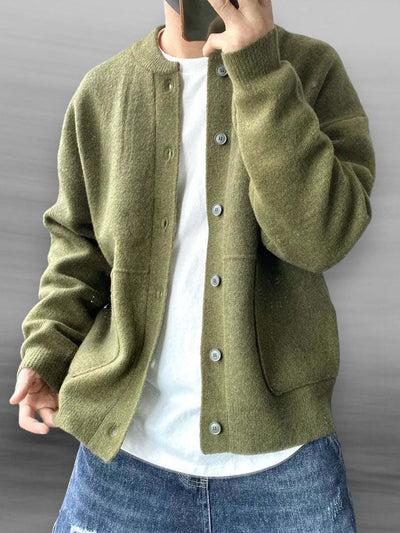 Louis – Knitted Button Down Cardigan with Side Pockets Men