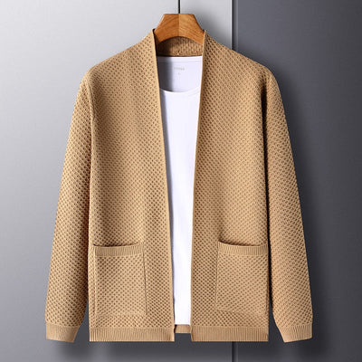 Ronnie - Textured Knit Open Cardigan with Pockets Men