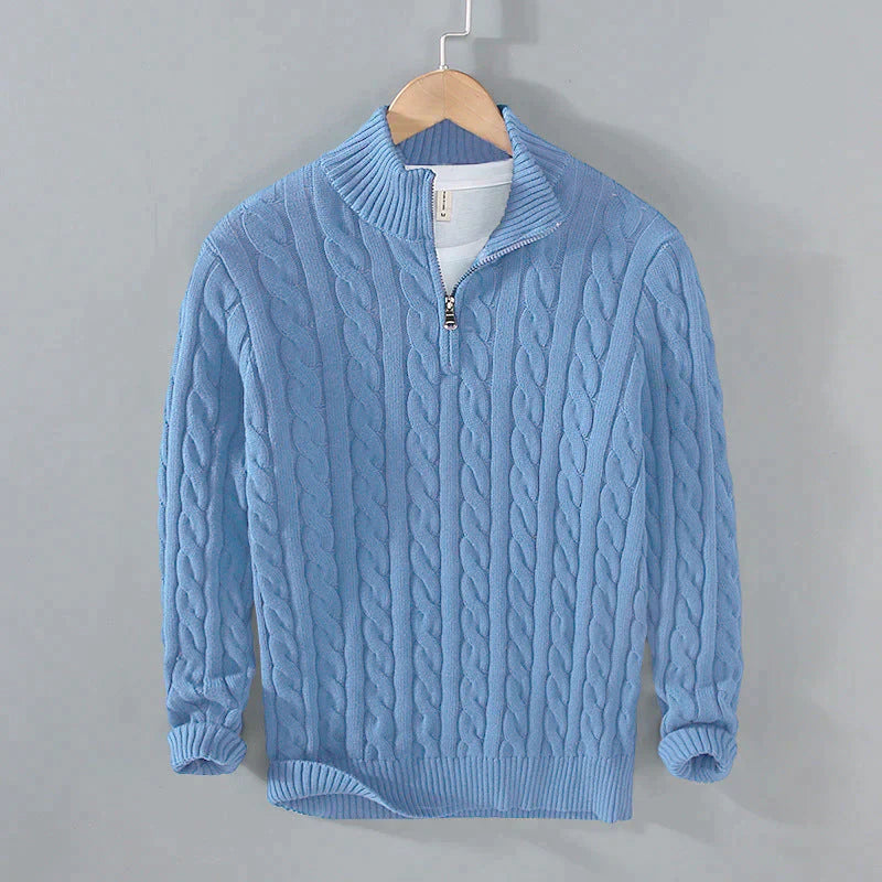 Jude –  Cable Knit Jumper with Quarter Zip Men