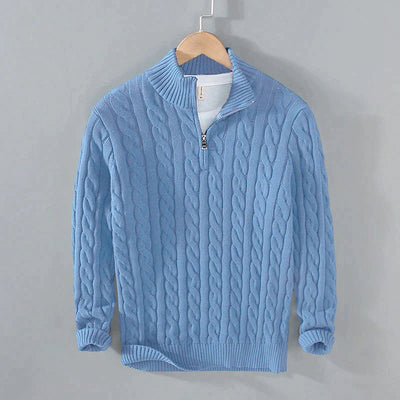Jude –  Cable Knit Jumper with Quarter Zip Men