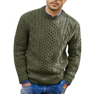Ewan – Slim Cable Knit Jumper with Wool Blend for Men