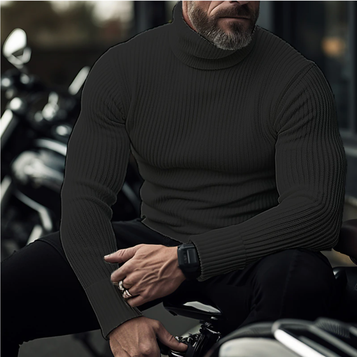 Milan – Breathable Turtleneck Ribbed Knit Jumper