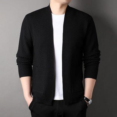 Ronnie - Textured Knit Open Cardigan with Pockets Men