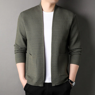 Ronnie - Textured Knit Open Cardigan with Pockets Men