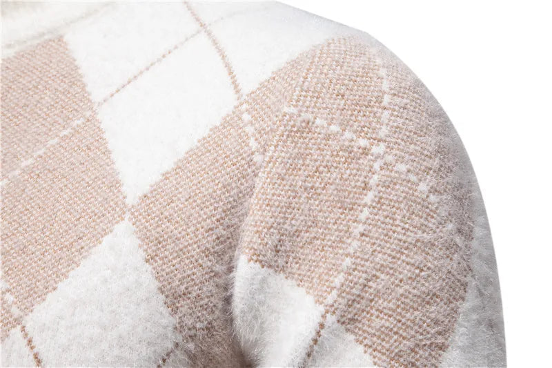 Elliot – Argyle Pattern Knitted Wool Jumper for Men