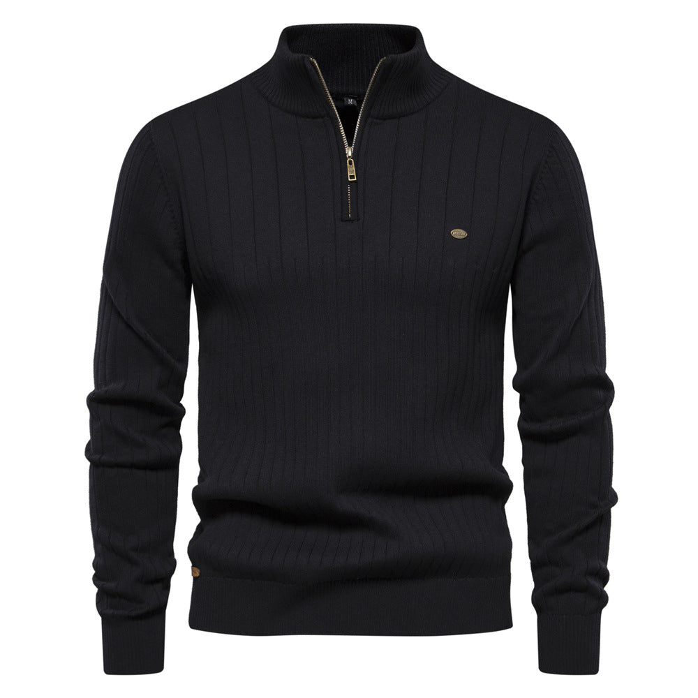 Evan – Ribbed Quarter-Zip Knit Jumper for Men