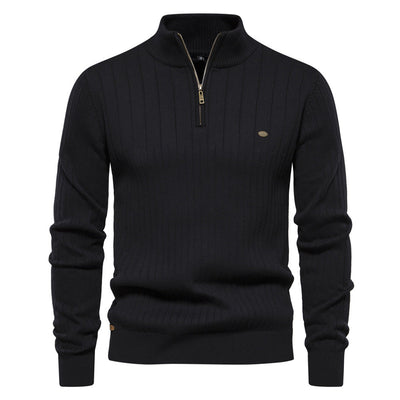 Evan – Ribbed Quarter-Zip Knit Jumper for Men