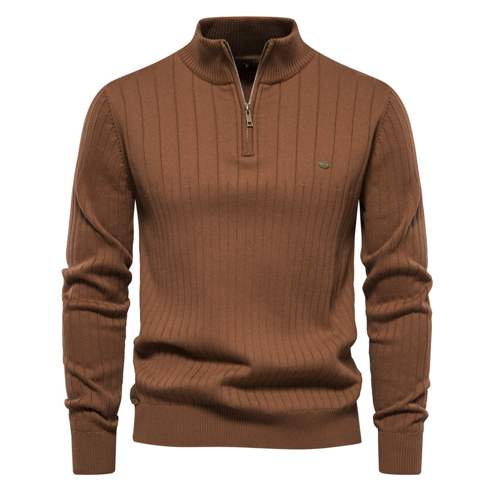 Evan – Ribbed Quarter-Zip Knit Jumper for Men