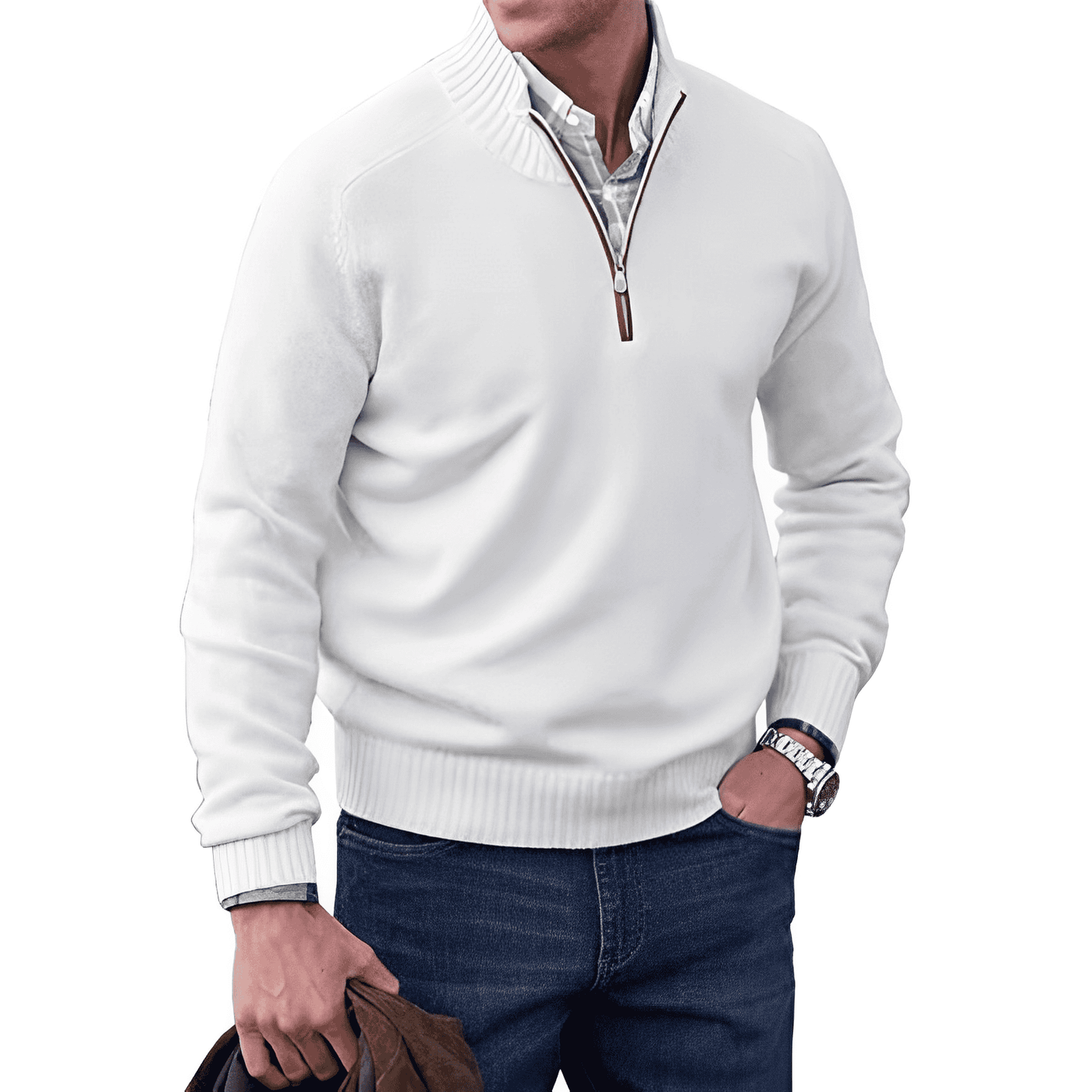 Logan – Quarter-Zip Pullover with High Collar for Men