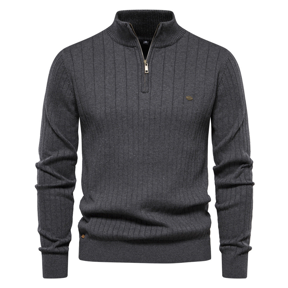 Evan – Ribbed Quarter-Zip Knit Jumper for Men