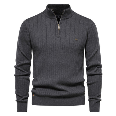 Evan – Ribbed Quarter-Zip Knit Jumper for Men