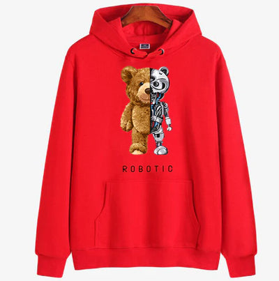Teddy Print Hoodie Sweater