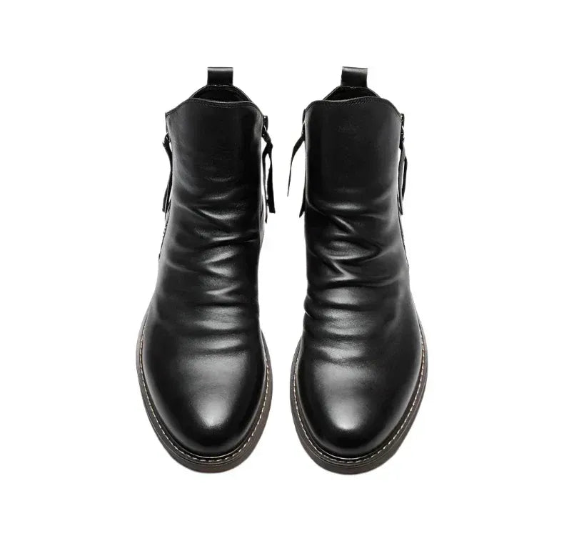 Vintage PU Leather Chelsea Boots with Side-Zip Men