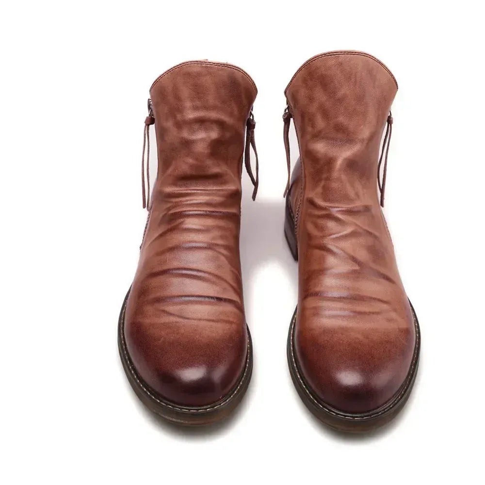 Vintage PU Leather Chelsea Boots with Side-Zip Men