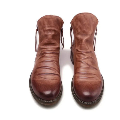 Vintage PU Leather Chelsea Boots with Side-Zip Men